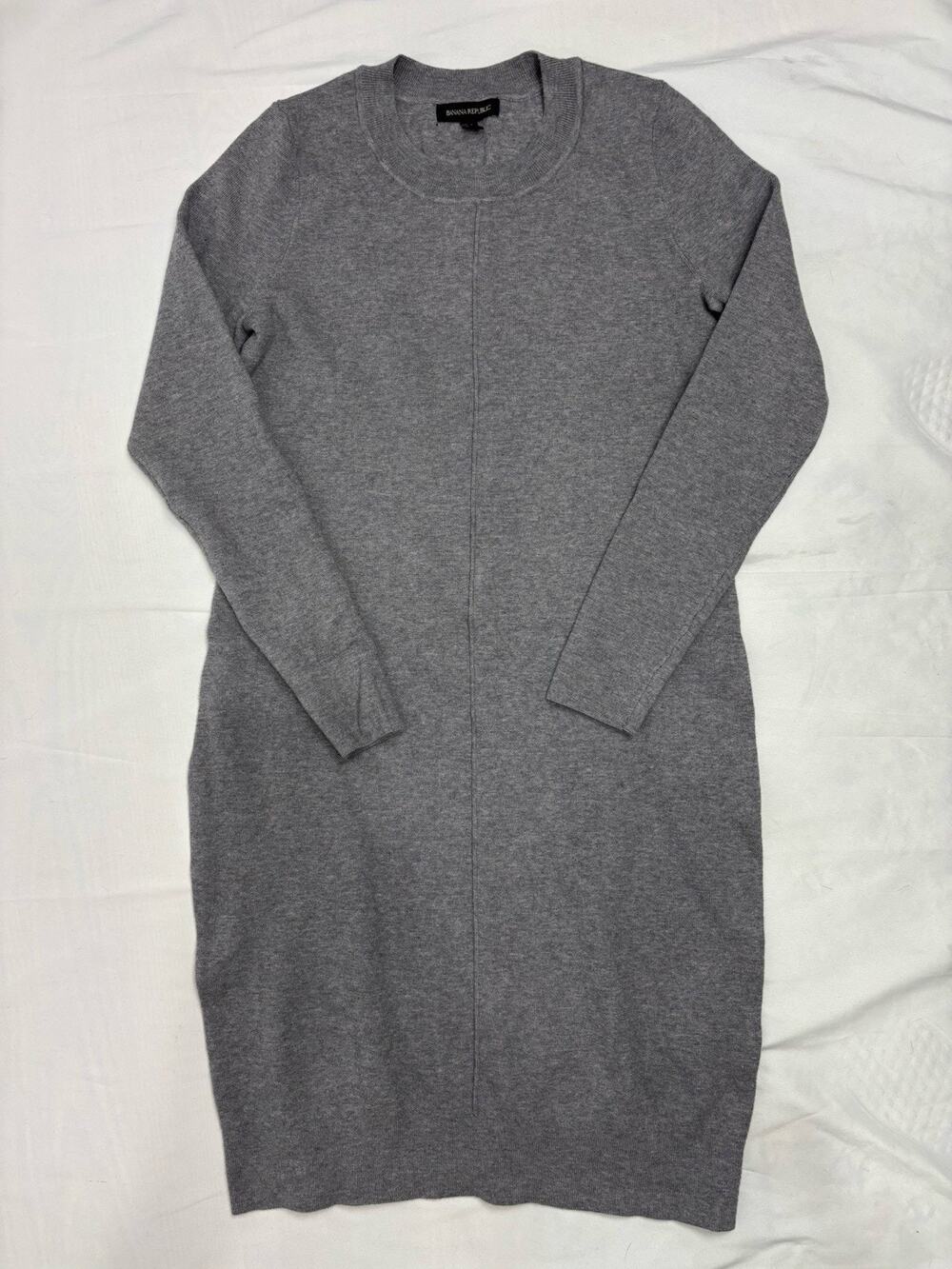 Banana Republic Sweater Dress XS Gray Knit Stretch Comfort Long Sleeve